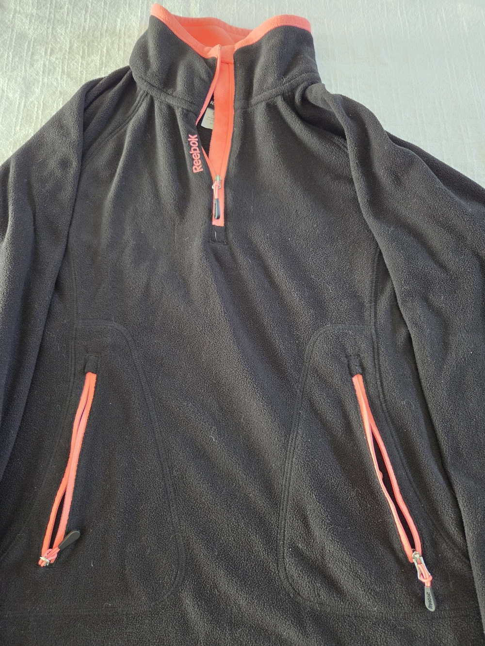 Reebok Women’s Black Fleece Pullover with Coral Trim